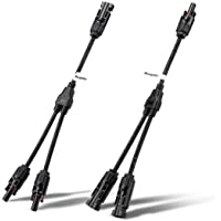 BougeRV 1 Par Y Branch Conector Paralelo Conectores del Panel Solar Macho Hembra M - F Negro